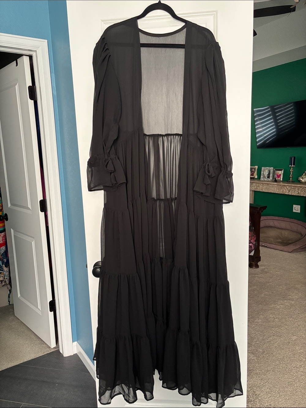 Sheer Black Tiered Maxi Duster